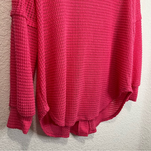 143 Story By Line Up Pink Crochet Knit Long Sleeve Button Up Shirt Top Size M - Picture 5 of 11
